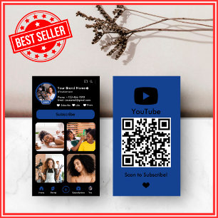 YouTube Navy Influencer Vlogger Creator QR Code Visitekaartje