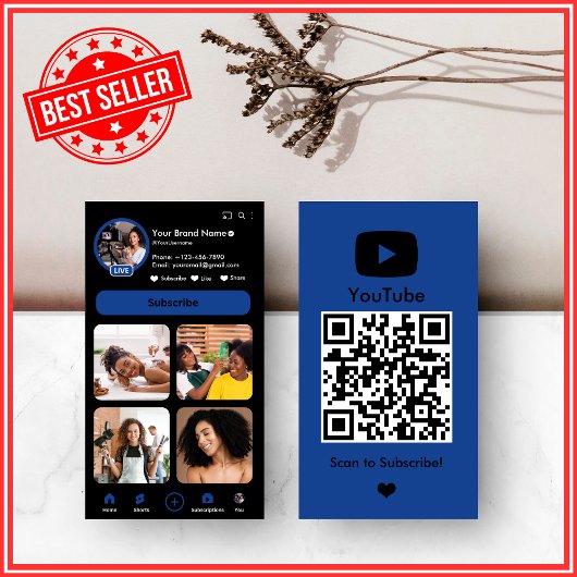 YouTube Navy Influencer Vlogger Creator QR Code Visitekaartje