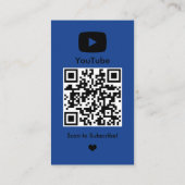 YouTube Navy Invloedrijk Blogger Maker QR Code Visitekaartje (Achterkant)