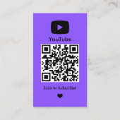 YouTube Paarse Invloedrijke Vlogger Maker QR-code Visitekaartje (Achterkant)