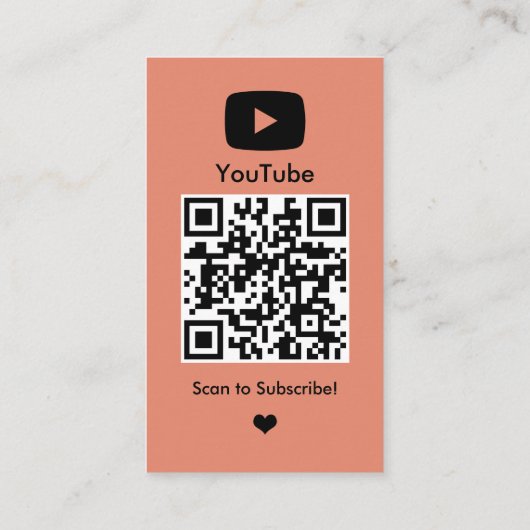 YouTube Peach Vlogger Creator QR-code Visitekaartje (Achterkant)