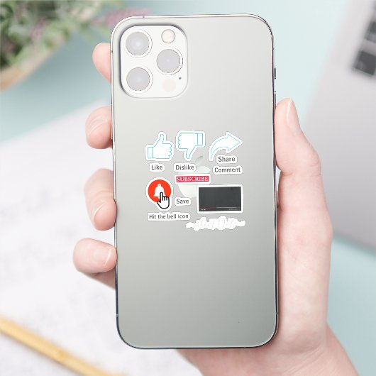 YouTube-pictogrammen stickers Aangepaste afsnijdin (Telefoon)