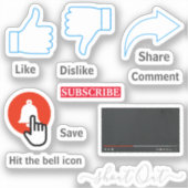 YouTube-pictogrammen stickers Aangepaste afsnijdin (Voorkant)