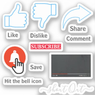 YouTube-pictogrammen stickers Aangepaste afsnijdin