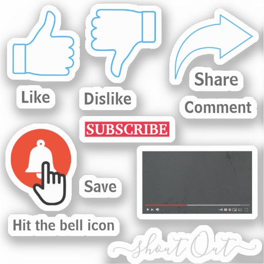 YouTube-pictogrammen stickers Aangepaste afsnijdin (Voorkant)