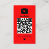 YouTube Red Influencer Vlogger Creator QR-code Visitekaartje (Achterkant)
