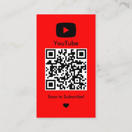 YouTube Red Influencer Vlogger Creator QR-code Visitekaartje (Achterkant)