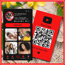 YouTube Red Influencer Vlogger Creator QR-code Visitekaartje