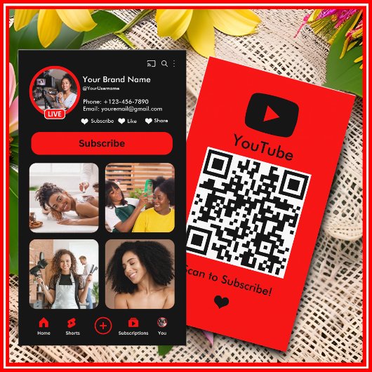 YouTube Red Influencer Vlogger Creator QR-code Visitekaartje