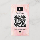 YouTube Roze Marmeren Influencer Vlogger Creator Q Visitekaartje (Achterkant)