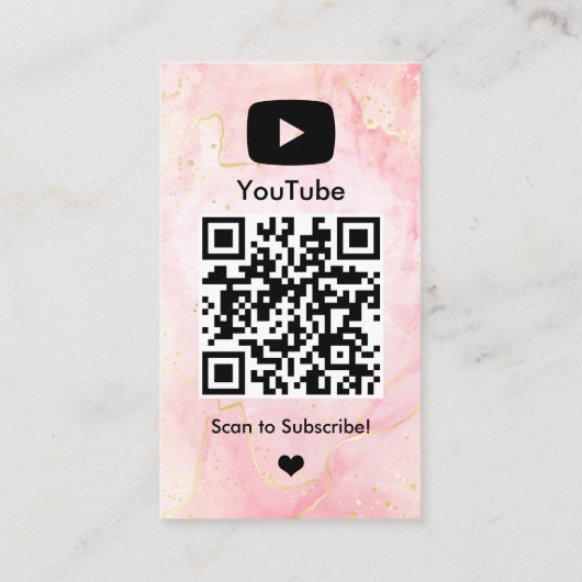 YouTube Roze Marmeren Influencer Vlogger Creator Q Visitekaartje (Achterkant)