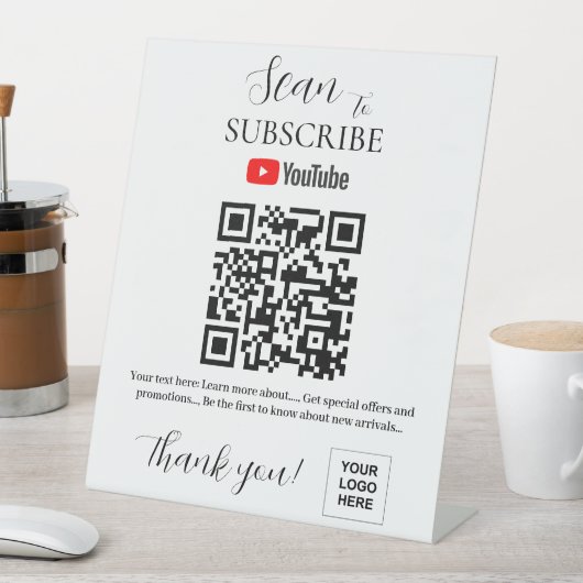 YouTube Subscription QR Code Pedestal Sign Reclamebord Met Voetstuk (Insitu)