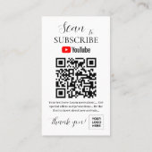 YouTube Subscription QR Code Pedestal Sign Visitekaartje (Achterkant)