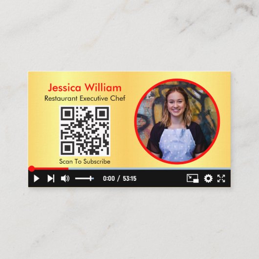 YouTube Vlogger Channel met QR-code Golden Visitekaartje (Achterkant)