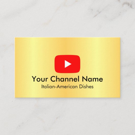 YouTube Vlogger Channel met QR-code Golden Visitekaartje (Voorkant)