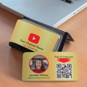 Youtube Vlogger Golden en eenvoudige QR-code Visitekaartje