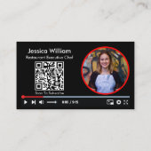 YouTube Vlogger Kanaal Met QR Code Zwart Visitekaartje (Achterkant)