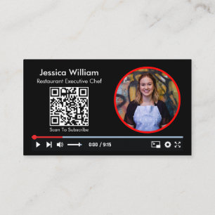 Youtube Vlogger Kanaal Met QR Code Zwart Visitekaartje