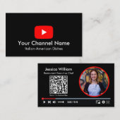 Youtube Vlogger Kanaal Met QR Code Zwart Visitekaartje (Voorkant / Achterkant)