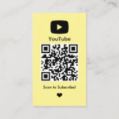 YouTube Yellow Influencer Vlogger Creator QR-code Visitekaartje (Achterkant)