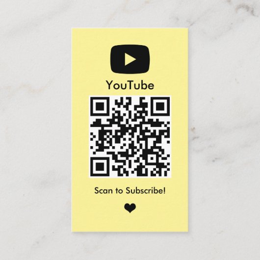 YouTube Yellow Influencer Vlogger Creator QR-code Visitekaartje (Achterkant)