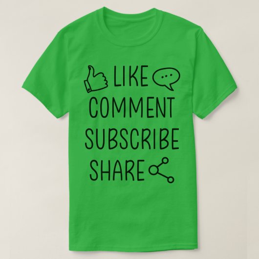 Youtuber Blogger Like commentaar abonneren aandeel T-shirt (Design voorkant)