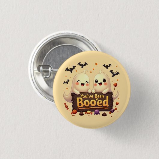 "You've Been Boo'ed" Cheerful Ghosts Button (Voorkant /achterkant)