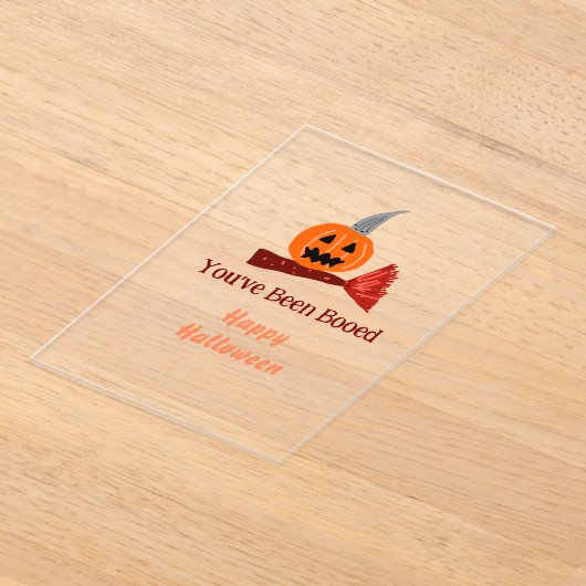 You've been Booed happy Halloween pumpink broom sc Acryl Uitnodigingen (Laagn)