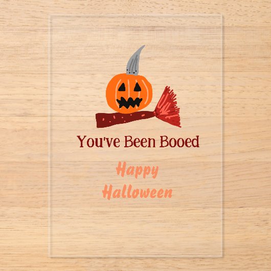 You've been Booed happy Halloween pumpink broom sc Acryl Uitnodigingen (Voorkant)