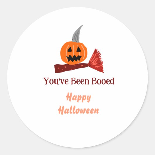 You've been Booed happy Halloween pumpink broom sc Ronde Sticker (Voorkant)