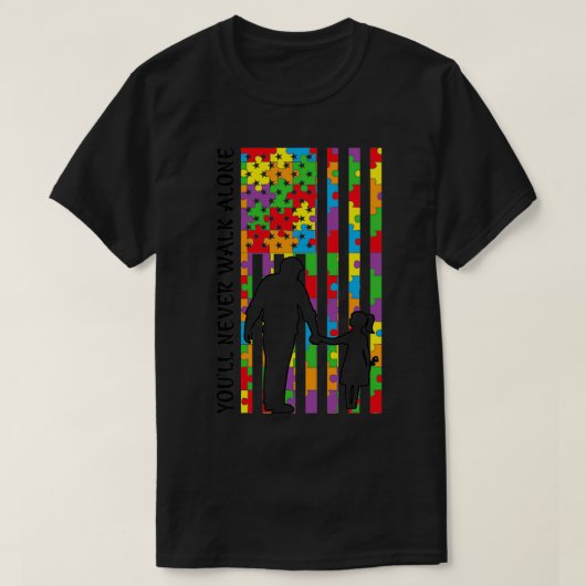 Youx27ll Loop nooit alleen Papa en Dochtervlag 2 T-shirt (Design voorkant)