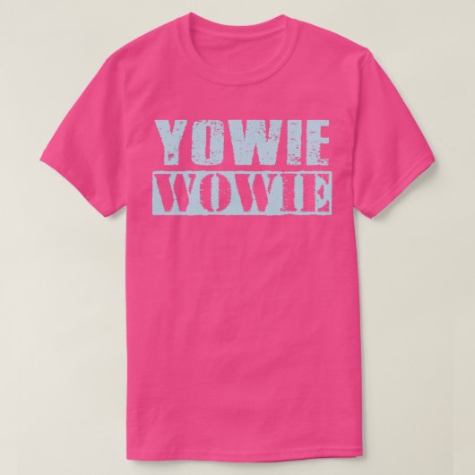 Yowie Wowie  Lichtblauw Tekst T-shirt (Design voorkant)