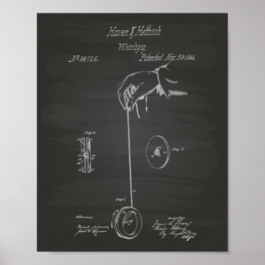 Yoyo 1866 Patent Art Chalkboard Poster (Voorkant)