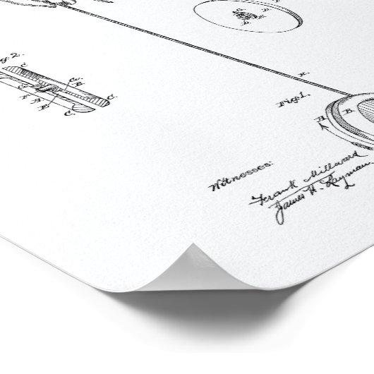 Yoyo 1866 Patent Art-witboek Poster (Hoek)