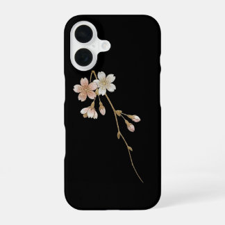 Yozakura Elegantie: Gouden Sakura & Middennachtzwa iPhone 16 Hoesje