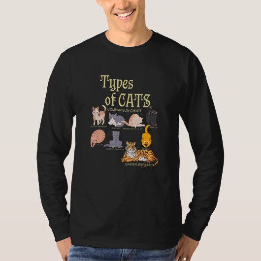 Ypes Of Cat Comparison Animal Pet Kitten T-shirt (Voorkant)