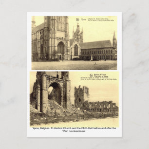 Ypres, België - WW1 Bombardment Briefkaarten