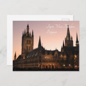 Ypres Cloth Hall, België bij nacht Briefkaart (Voorkant / Achterkant)