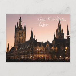 Ypres Cloth Hall, België bij nacht Briefkaart