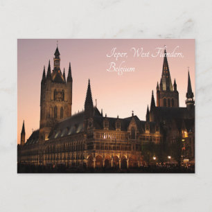 Ypres Cloth Hall, België bij nacht Briefkaart