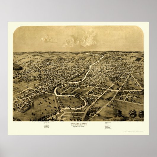 Ypsilanti, MI Panorama Map - 1868 Poster (Voorkant)