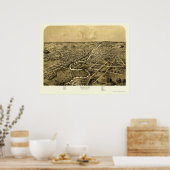 Ypsilanti, MI Panorama Map - 1868 Poster (Keuken)