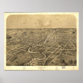 Ypsilanti Michigan 1868 Antiek Panoramische Kaart Poster (Voorkant)