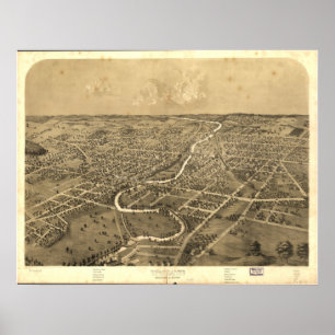 Ypsilanti Michigan 1868 Antiek Panoramische Kaart Poster