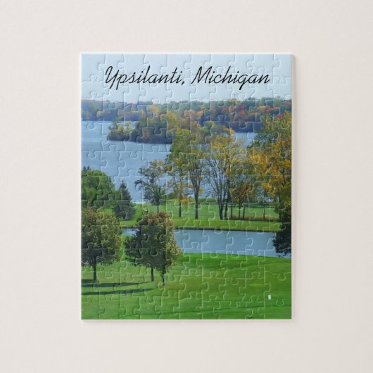 Ypsilanti Michigan Golf Course op Lake Trees Legpuzzel (Verticaal)