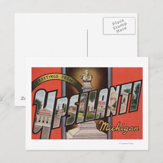 Ypsilanti, Michigan - Grote Letter-scènes Briefkaart (Voorkant / Achterkant)