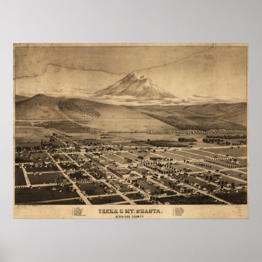 Yreka California 1884 Antiek Panorama Poster (Voorkant)