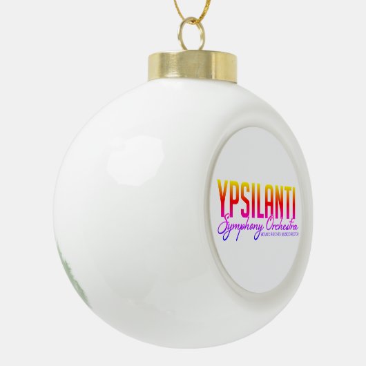 YSO Bolkleur Logo Keramische Bal Ornament (Links)