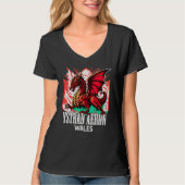 Ystrad Aeron Wales Welsh Flag Y Ddraig Goch Dragon T-shirt (Voorkant)