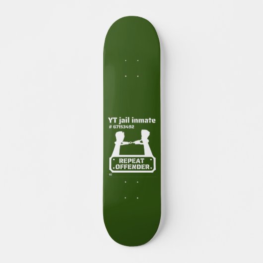 "YT JAIL INMATE" grappige gevangenbewaarneming Persoonlijk Skateboard (Voorkant)